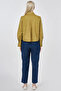 Striped Eyelet Embroidery and Cotton Piece Blouse in Oil Green - 4