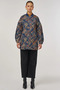 College Collar Abstract Pattern Jacket Pumpkin - 2