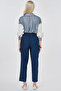 بنطلون دنيم مخيط قابل للغسل باللون النيلي - 4