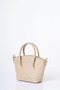 Gold Detailed Faux Leather Tote Bag Stone - 2