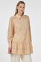 Stripe Detailed Seersucker Tunic Beige