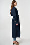 Belted and Epaulet Detailed Trench Coat Dark Navy Blue - 5