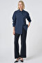 Buttoned Cotton Basic Shirt Navy Blue - 2