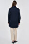 100% Cotton Lu Shirt Collar Laser Cut Navy Blue Tunic - 4