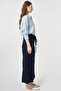 Washable Denim Trousers with Belt Detail in Navy Blue - 5