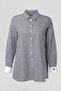 Cotton Blended Line Pattern Basic Tunic Navy Blue - 8
