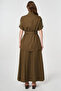 100% Cotton Piece Skirt Suit Dark Khaki - 5