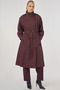 Epaulet Detailed Belted Trench Coat Dark Burgundy