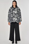 Zebra Pattern Plush Jacket Black - 3