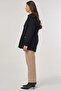 Double Breasted Closure Jacket with Elasticated Cuffs and Shoulder Detail Black - 4