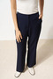 Navy Blue Basic Elastic Waist Trousers - 5
