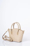 Gold Detailed Faux Leather Tote Bag Stone - 3