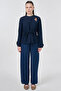 100% Cotton Lu Brooch Detailed Blouse Dark Navy Blue - 3