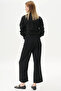 Basic Wide Leg Crepe Trousers Black - 5