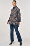 Denim Garnished Patterned Tunic Pumpkin - 2