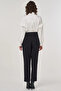 Çima Stitched High Waist Pipe Leg Trousers Black - 4