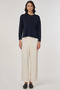 Button Detailed Shirt Collar Cardigan Navy Blue - 3