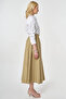 High Waist A-Line Skirt Beige - 5