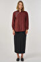 Embroidered Velvet Blouse Dark Brown - 3