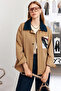Embroidered Detailed Short Jacket Beige