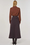 Zipper Detailed A-Line Skirt Dark Brown - 5