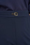 Metal Buckle Pipe Leg Trousers Dark Navy Blue - 6