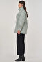 Geometric Pattern Stand Collar Jacket Ice Green - 4