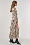 Leopard Pattern Pleated Dress Cream - 5