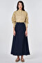 High Waist Pleated Skirt Dark Navy - 3