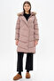 Zippered Pocket Detailed Quilted Coat Beige