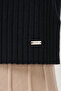 Corded Fabric Viscose Knitwear Sweater Black - 6
