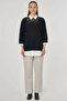 Viscose Knitwear Tunic with Sequin Detail on the Collar, Black - 2