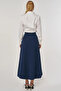 High Waist Bell Skirt Dark Navy Blue - 4
