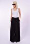 Black Front Pleated Palazzo Women's Trousers Sh243 - 2