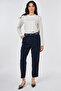 Carrot Trousers with Metal Accessories Dark Navy Blue