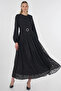 Jacquard Dress with Metal Accessories Black