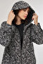 Abstract Pattern Hooded Detailed Jacket Black - 6