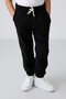 Black Thick Soft Textured Standard Fit Embroidered Fleece Boy's Tracksuit Bottom - 11220 - 4