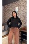 Women's Lawned Wide Leg Trousers Sweatpants BRC6502 Brown - 3