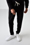 Black - Black Cotton Thick Soft Textured Comfort Fit Embroidered Men's Tracksuit Set - 85255 - 6