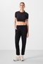 Black Soft Textured Hidden Zipper Skinny Leg Women's Trousers - 94668