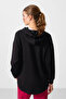 Black Soft Textured Hooded Standard Fit Women's Tunic Sweatshirt - 97302 - 5