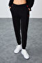 Black Compact Cotton Thick Smooth Textured Hooded Standard Fit Women's Tracksuit Set - 95343 - 6