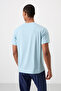 Light Blue Breathable Textured Slim Flexible Standard Fit Men's Performance T-Shirt - 88385 - 5