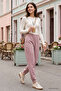 Dusty Rose High Waist Jogger Comfortable Fit Cuffed Women's Sweatpants - 94561