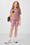 Dusty Rose Cotton O-Neck Standard Fit Basic Girls' T-Shirt - 75182 - 4