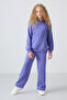 Lilac Cotton Soft Textured Standard Fit Embroidered Girls' Tracksuit Set - 75162