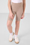 Dark Beige Cotton Short Leg Standard Fit Basic Girls' Tights - 75188 - 3