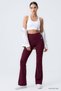 Burgundy Stretchy High Waist Sports Women's Spanish Leg Women's Leggings - 94686