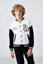 Ecru Cotton Thick Fleece Lined Soft Textured Standard Fit Embroidered Boys' College Jacket - 11258 - 5